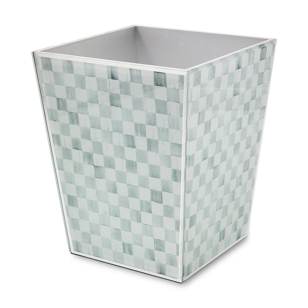 Sterling Check Glass Waste Bin | MacKenzie-Childs