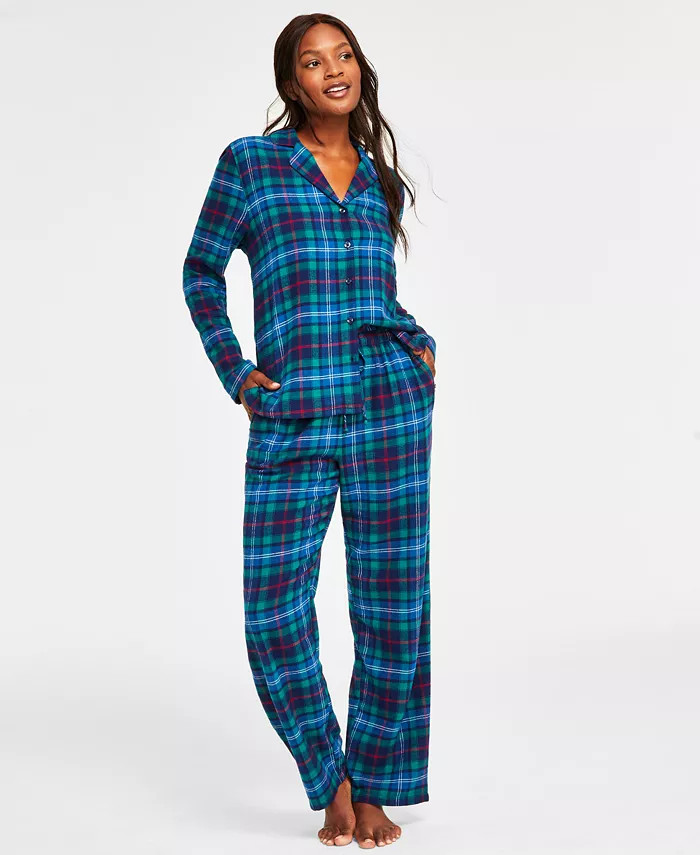 Matching Women's Cotton Plaid Notched Pajamas Set, Created for Macy's | Macy's