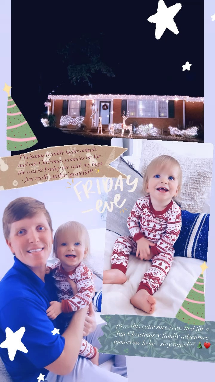 Christmas twinkly lights outside and our Christmas jammies on for the coziest Friday eve with my boys - just really stinkin’ grateful!! ✨

#LTKHoliday #LTKGiftGuide #LTKSeasonal