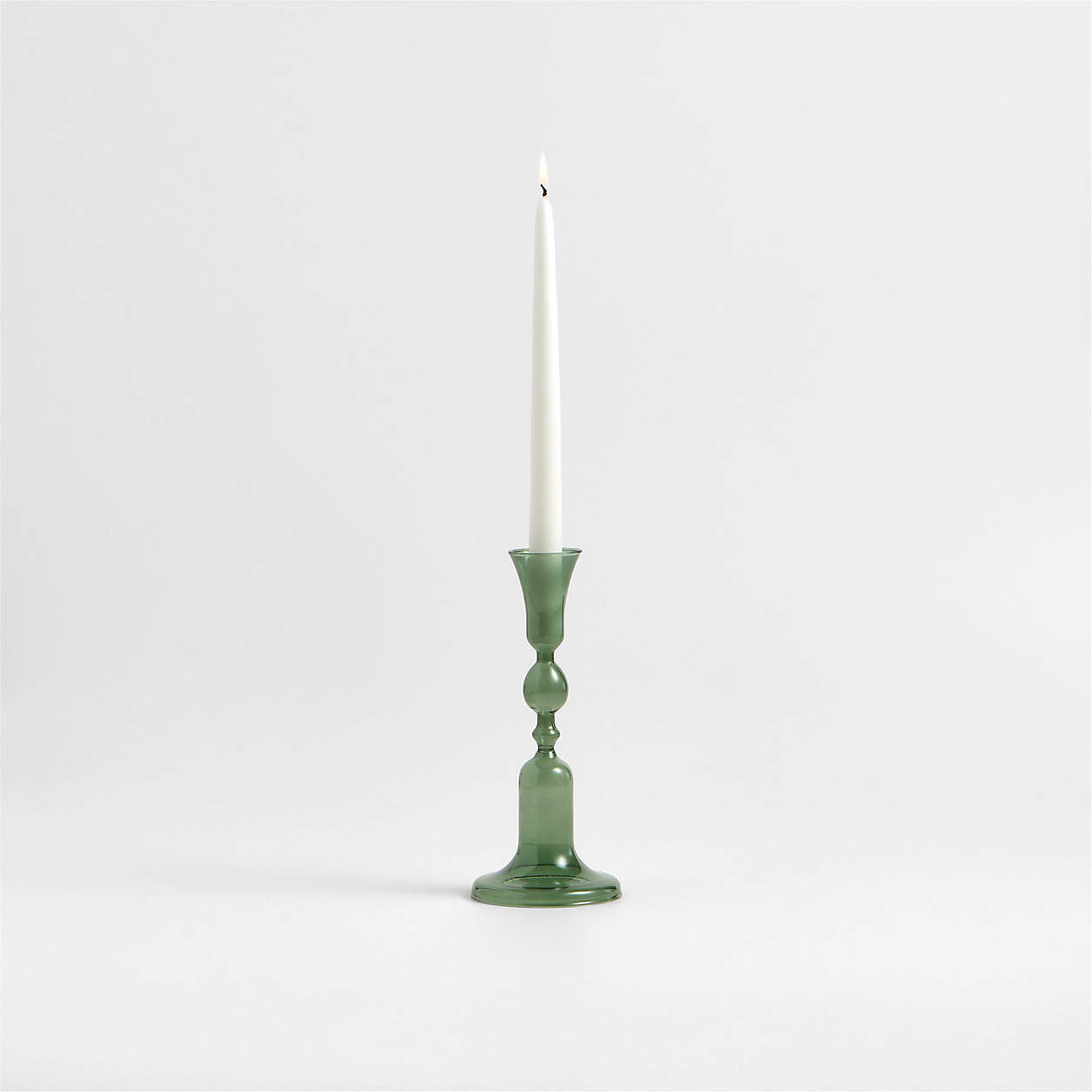 Milano Large Blue Glass Taper Candle Holder 12.5" + Reviews | Crate & Barrel | Crate & Barrel