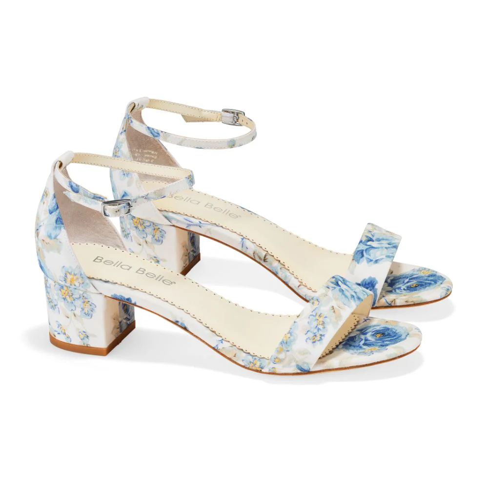 Blue Floral 2 Inch Block Heel | Bella Belle Shoes