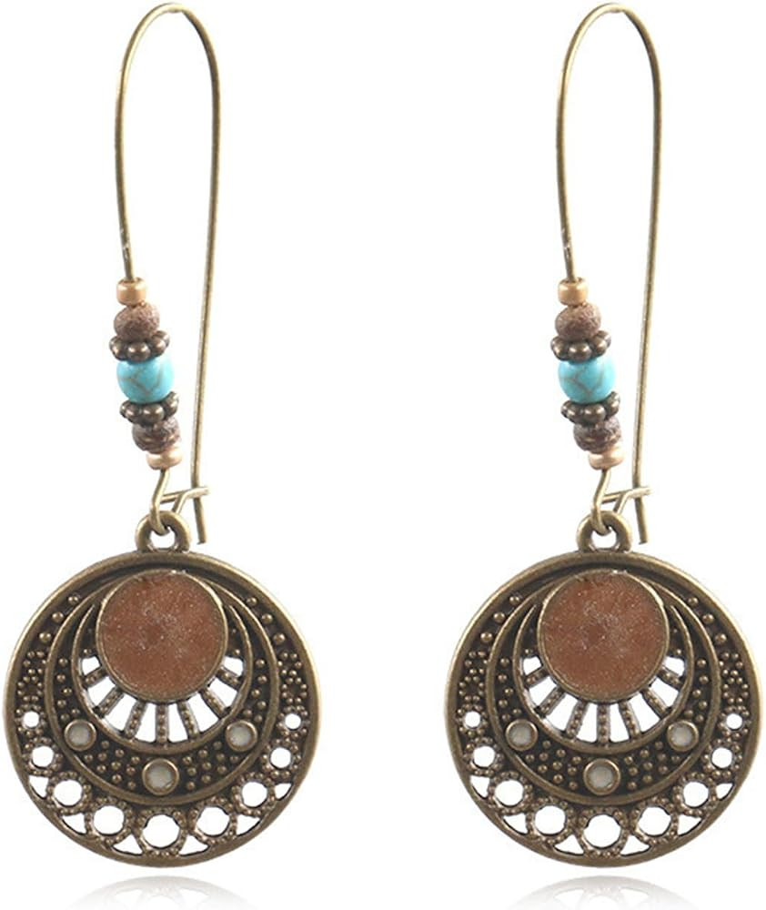 Coadipress Turquoise Bohemian Dangle Earrings for Women - Dainty Vintage Spiral Drop Earrings, Ha... | Amazon (US)