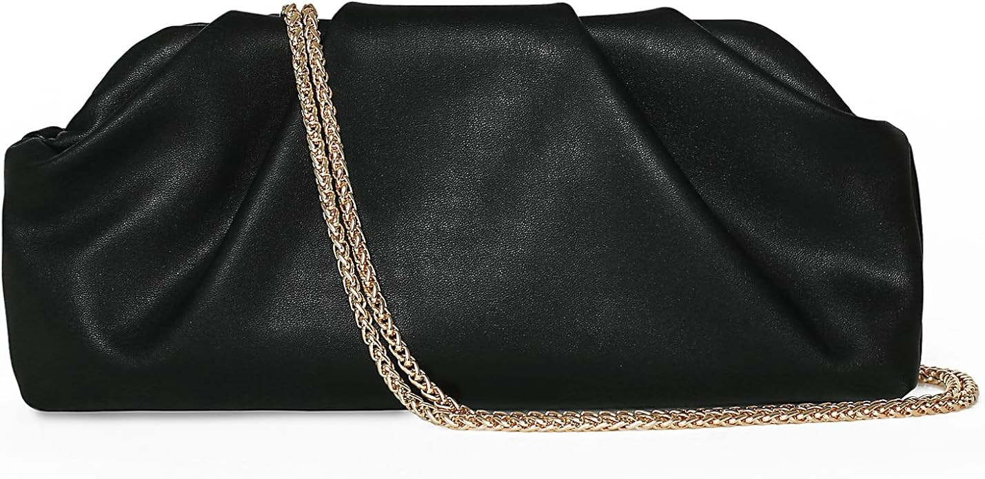 Clutch Purses for Women – Elegant Pleated Soft PU Leather Evening Bag with Detachable Chain, Id... | Amazon (US)