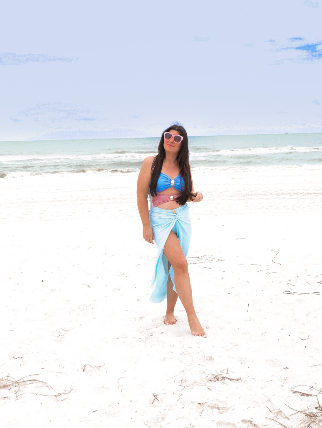 Blue one piece swimsuit for a chic foam beach look 

#LTKTravel #LTKOver40 #LTKSwim