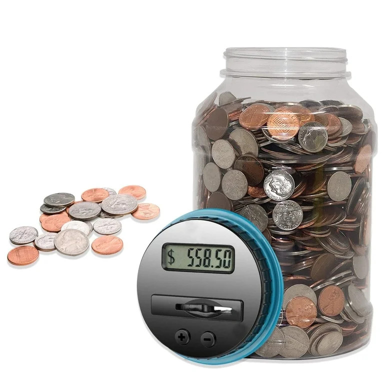 Syenll Digital Counting Piggy Bank, 1.8L Large Coin Counter with LCD Display Money Saving Jar for... | Walmart (US)