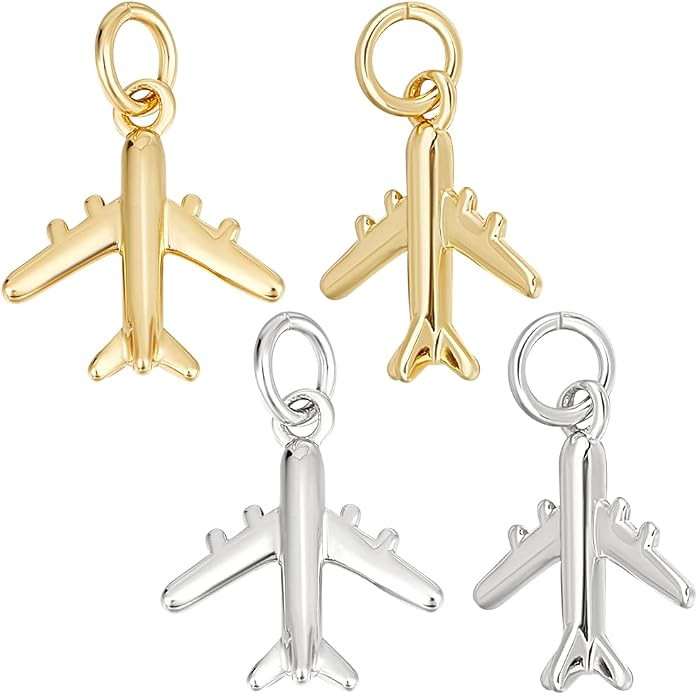 Beebeecraft 1 Box Airplane Charms 18K Gold Plated Cubic Zirconia Plane Airplanes Flight Aircraft ... | Amazon (US)