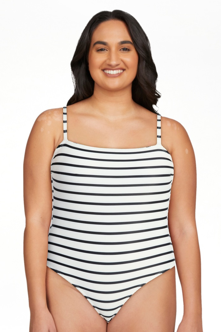 Time and Tru Women's and Women's Plus Size Striped Square Neck One Piece Swimsuit, Sizes XS-3X | Walmart (US)
