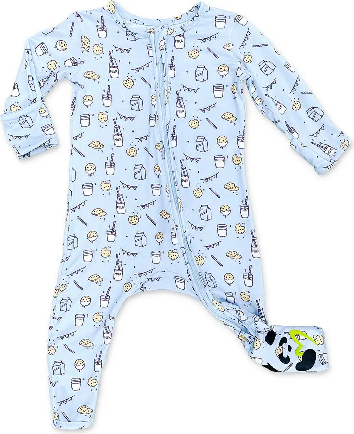 Kids' Milk & Cookies Blue Convertible Footie Pajamas | Nordstrom