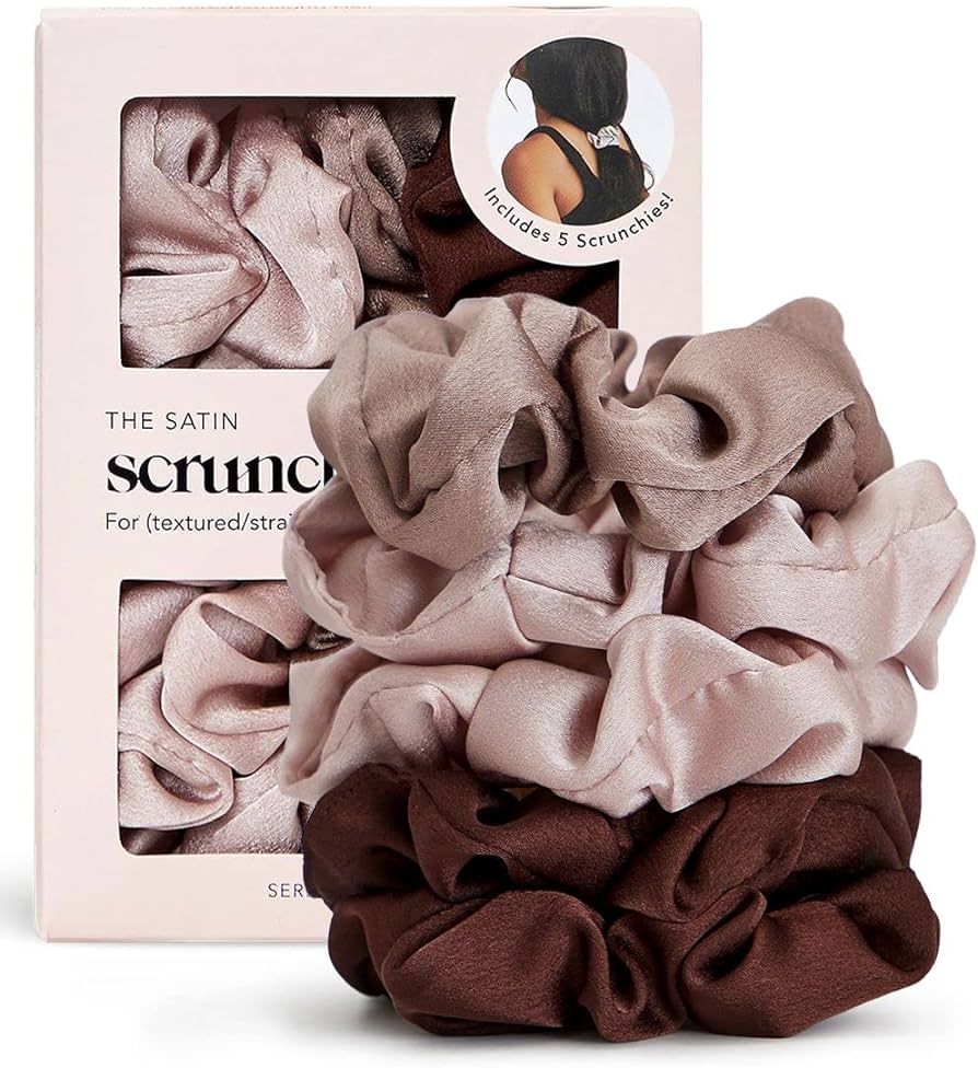 Kitsch Satin Hair Scrunchies for Women - Softer Than Silk Scrunchies for Hair | Satin Scrunchies ... | Amazon (US)