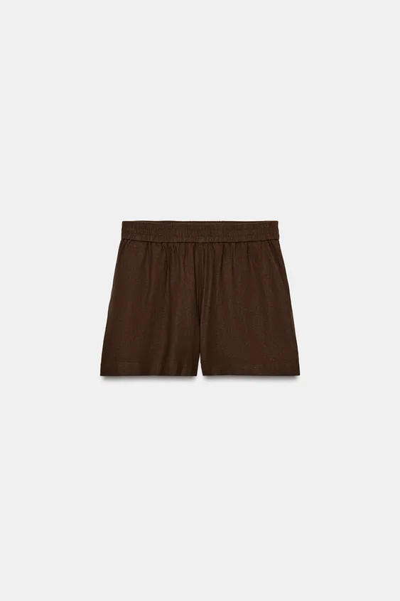 LINEN BLEND BERMUDA SHORTS WITH ELASTIC WAIST | Zara UK