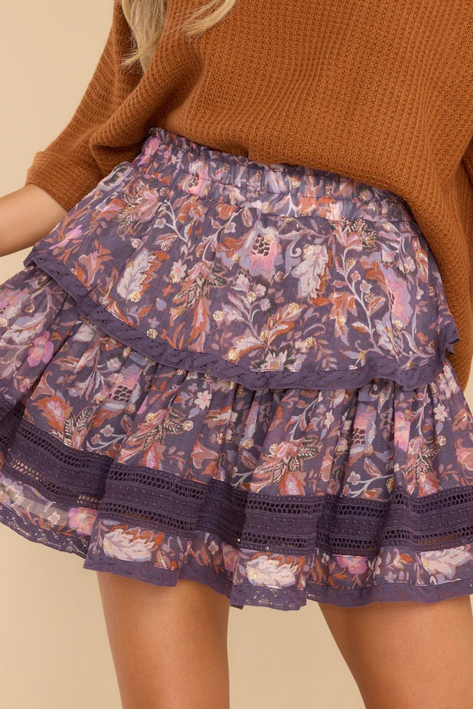 Take It In Stride Purple Floral Print Skirt | Red Dress 