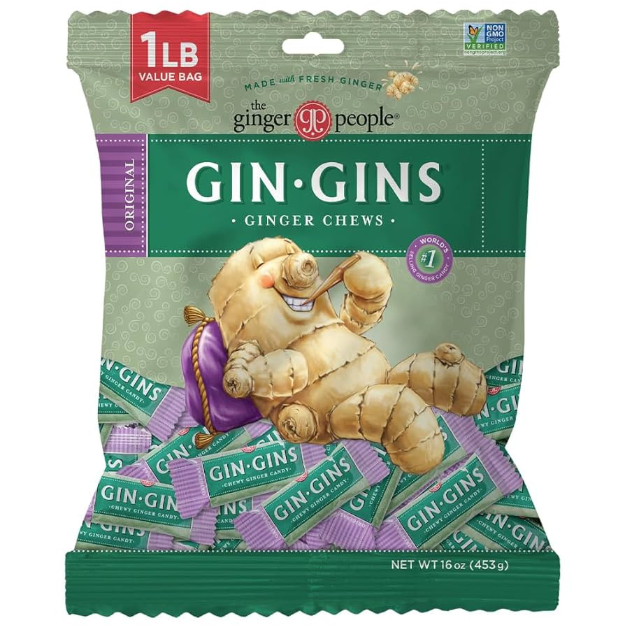 GIN GINS Original Ginger Chews – Natural Fresh Ginger Candy by The Ginger People – Individual... | Amazon (US)