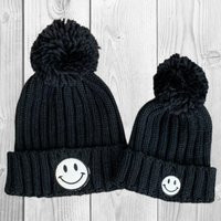 Mommy & Mini Black Smiley Face Beanie | Etsy (US)