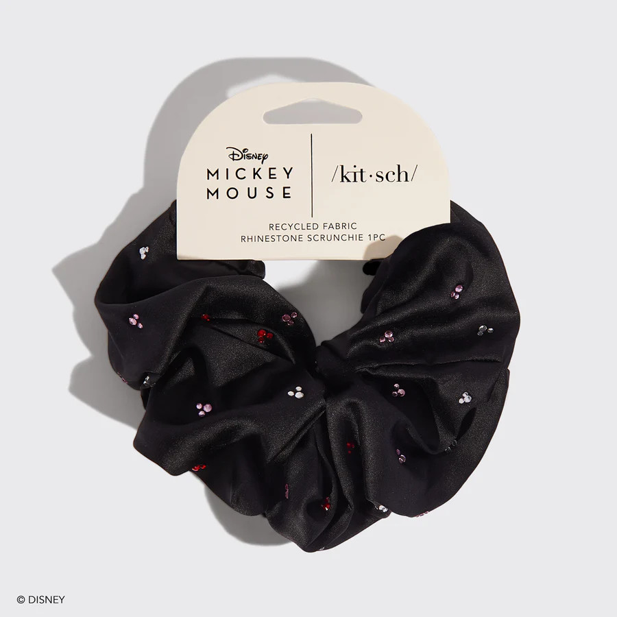 Kitsch x Mickey and Minnie Black Rhinestone Scrunchie | Kitsch