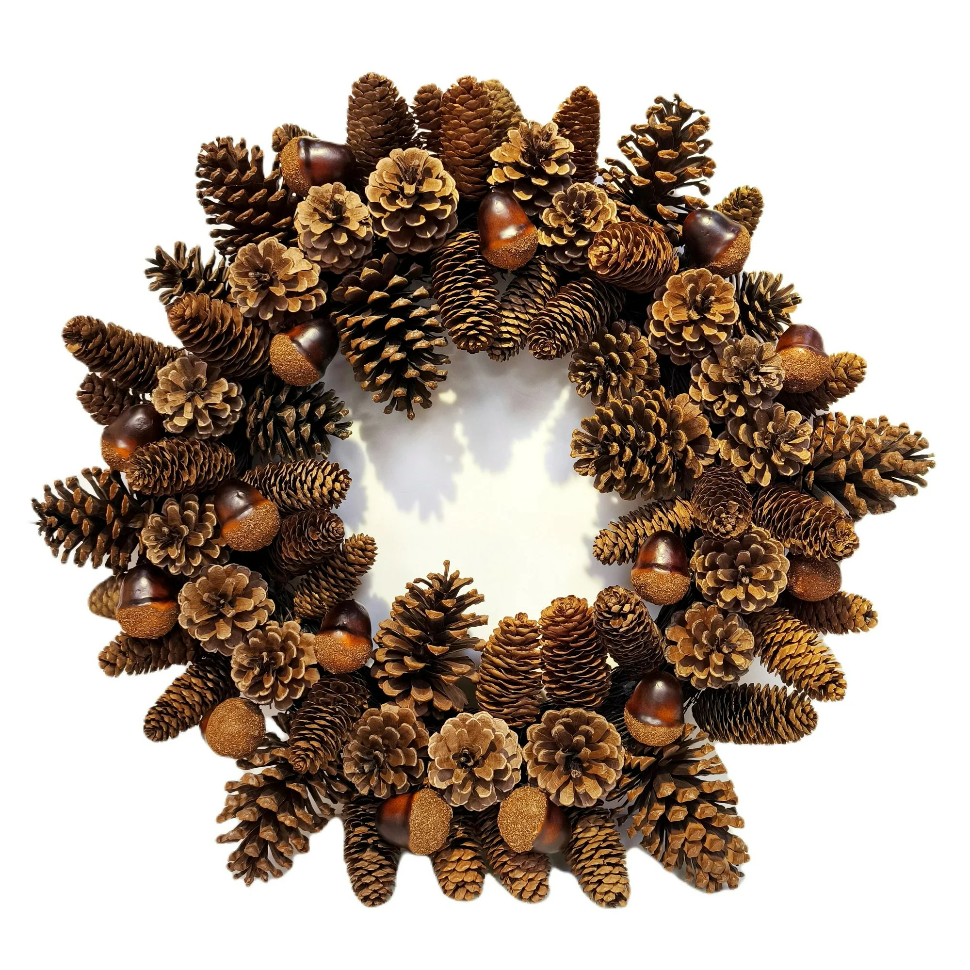 Natural Pinecone and Acorn Christmas Wreath, Brown, 22", by Holiday Time | Walmart (US)