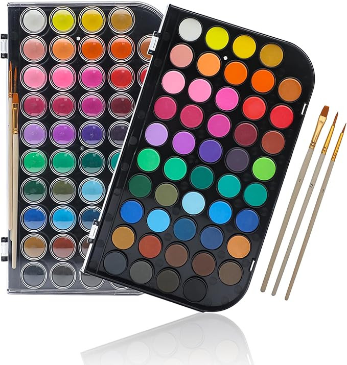 Artecho 48 Colors Watercolor Cake Set with 3 Brushes, Washable, Travel Design, Perfect for Card M... | Amazon (US)