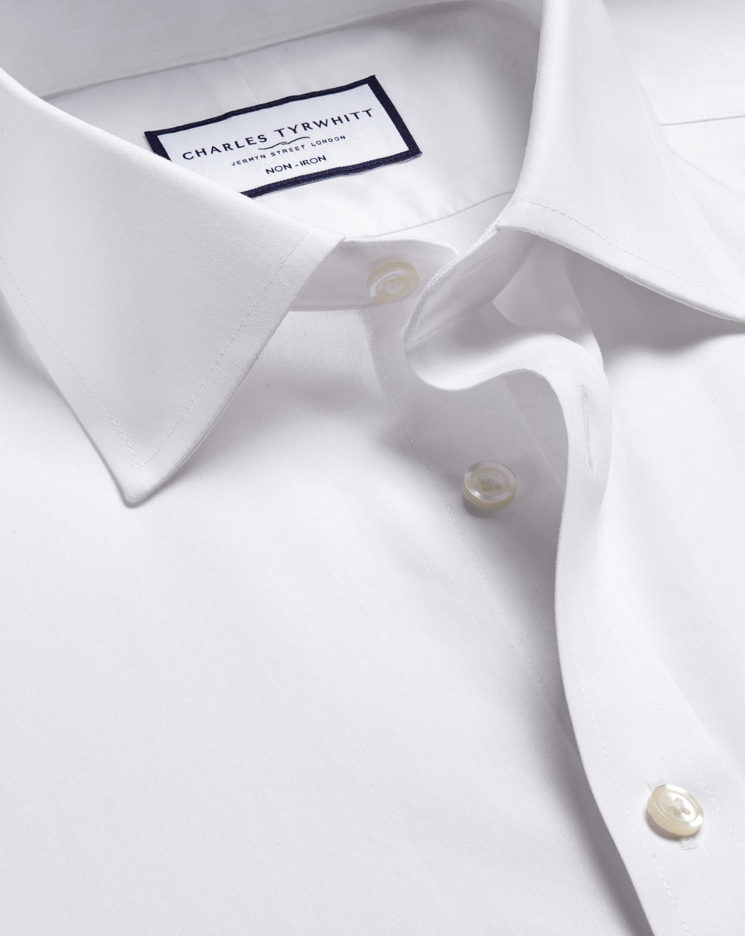Non-Iron Stretch Poplin Shirt - White | Charles Tyrwhitt