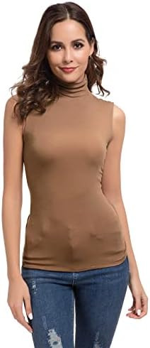 Womens Mock Turtleneck Sleeveless Stretch Fitted Underscrubs Layer Tank Tee Tops | Amazon (US)