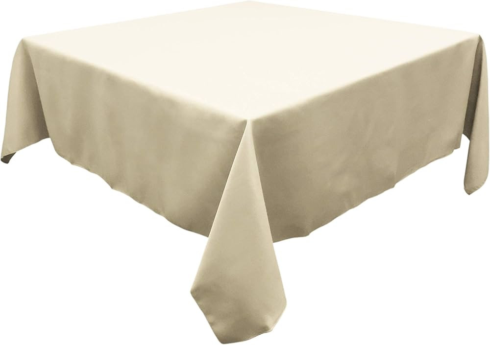 TableLinensforLess Polyester Square Tablecloth, 60 Inch Square, (Ivory) | Amazon (US)