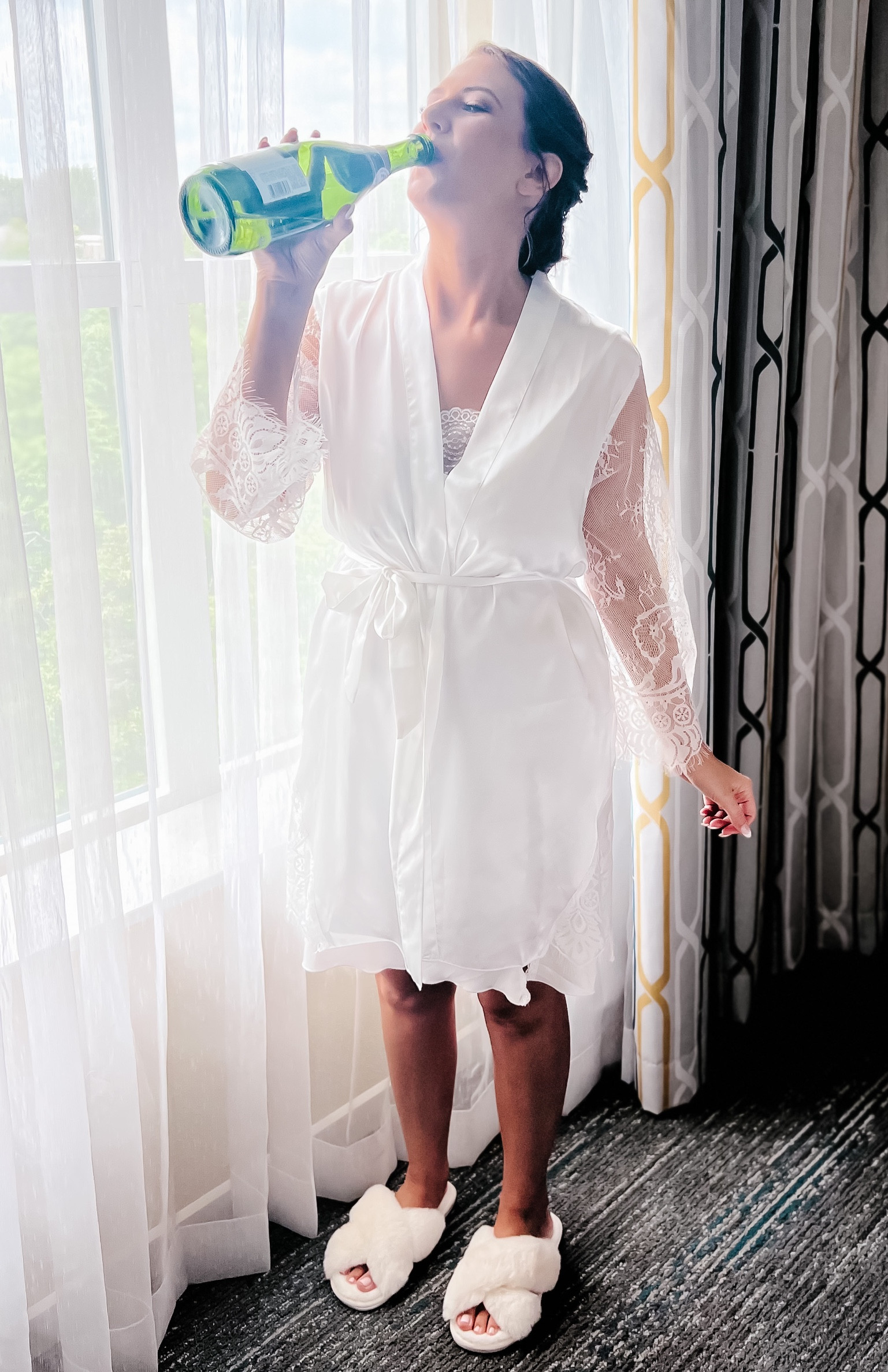 Bridal getting ready outfit for wedding morning. Bridal robe. Bridal pajamas. Bridal PJs. Bridal white slippers  

#LTKunder50 #LTKwedding #LTKstyletip