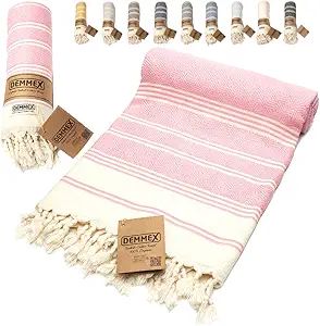 DEMMEX Certified Organic Turkish Cotton Beach and Bath Towel, Peshtemal Towel Blanket, Prewashed,... | Amazon (US)
