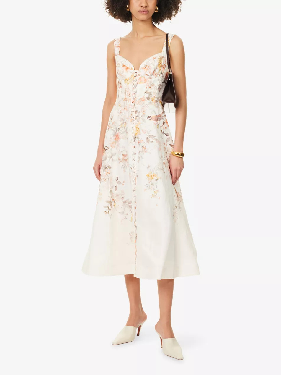 Luna Buttoned Linen Midi Dress | Selfridges