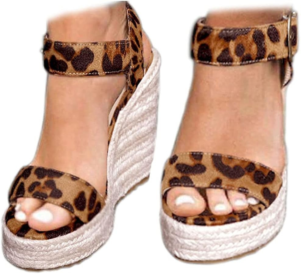 VICKI·VICKI Women's Platform Sandals Wedge Ankle Strap Open Toe Sandals | Amazon (US)