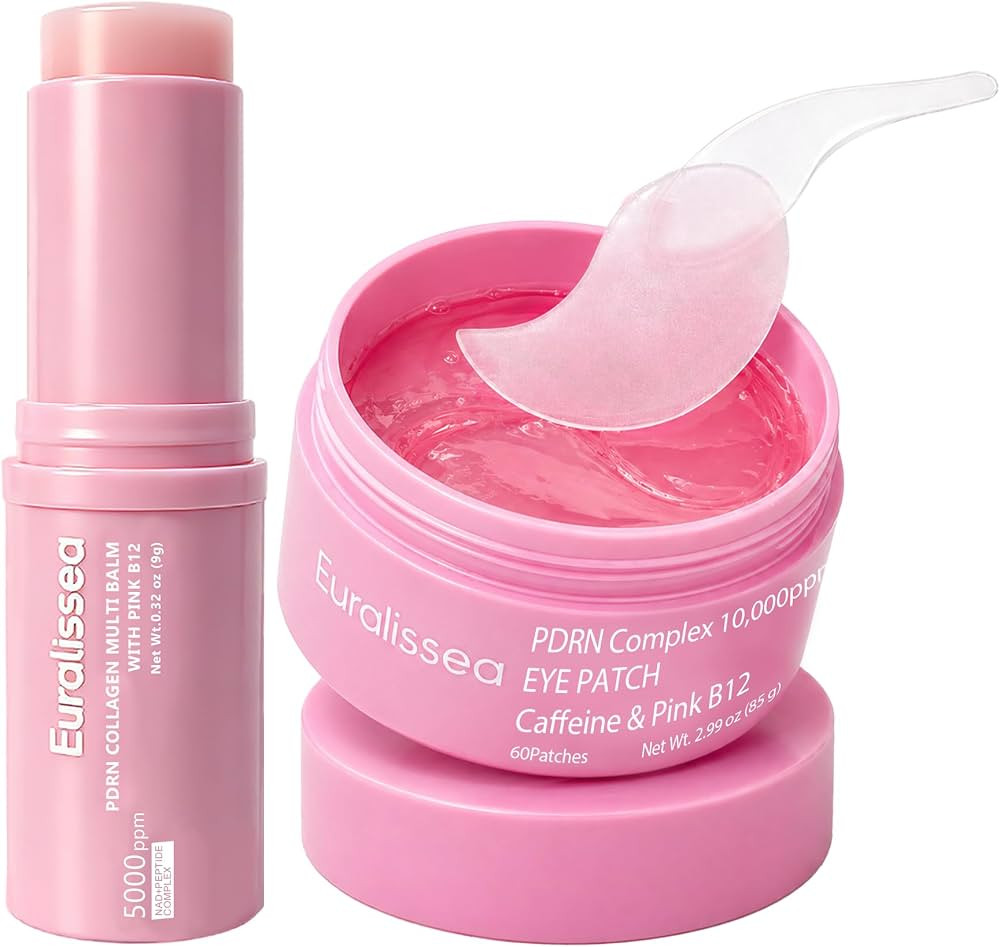 PDRN Collagen Multi Balm Stick & Eye Patches Set, Pink B12 & Caffeine Under Eye Care, 0.32 Oz Bal... | Amazon (US)