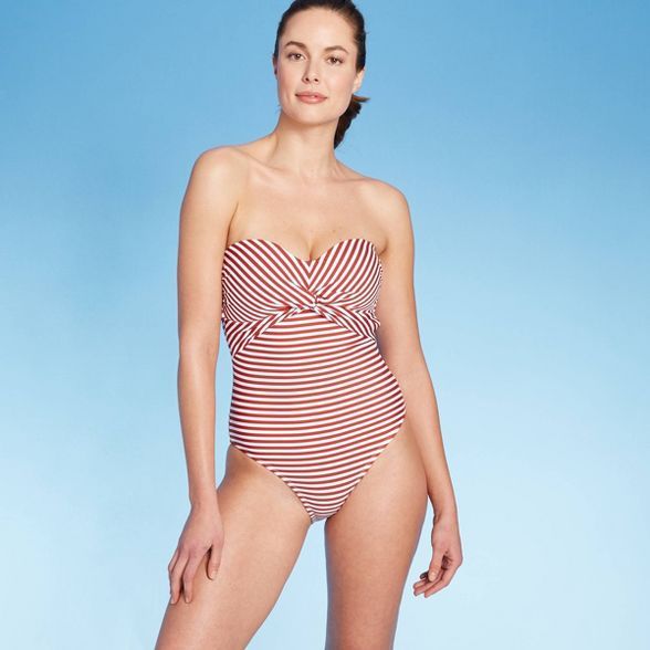 Women's Twist Bandeau Medium Coverage One Piece Swimsuit - Kona Sol™ Currant | Target
