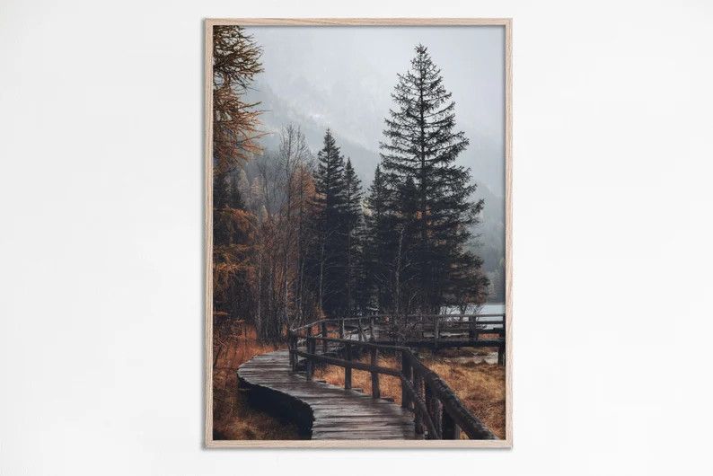 Fall forest print Autumn Landscape Print Lodge house wall decor, Autumn Forest cabin decor Autumn... | Etsy (US)