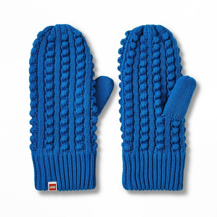 Adult Textured Sweater Knit Mittens - LEGO® Collection x Target Blue | Target