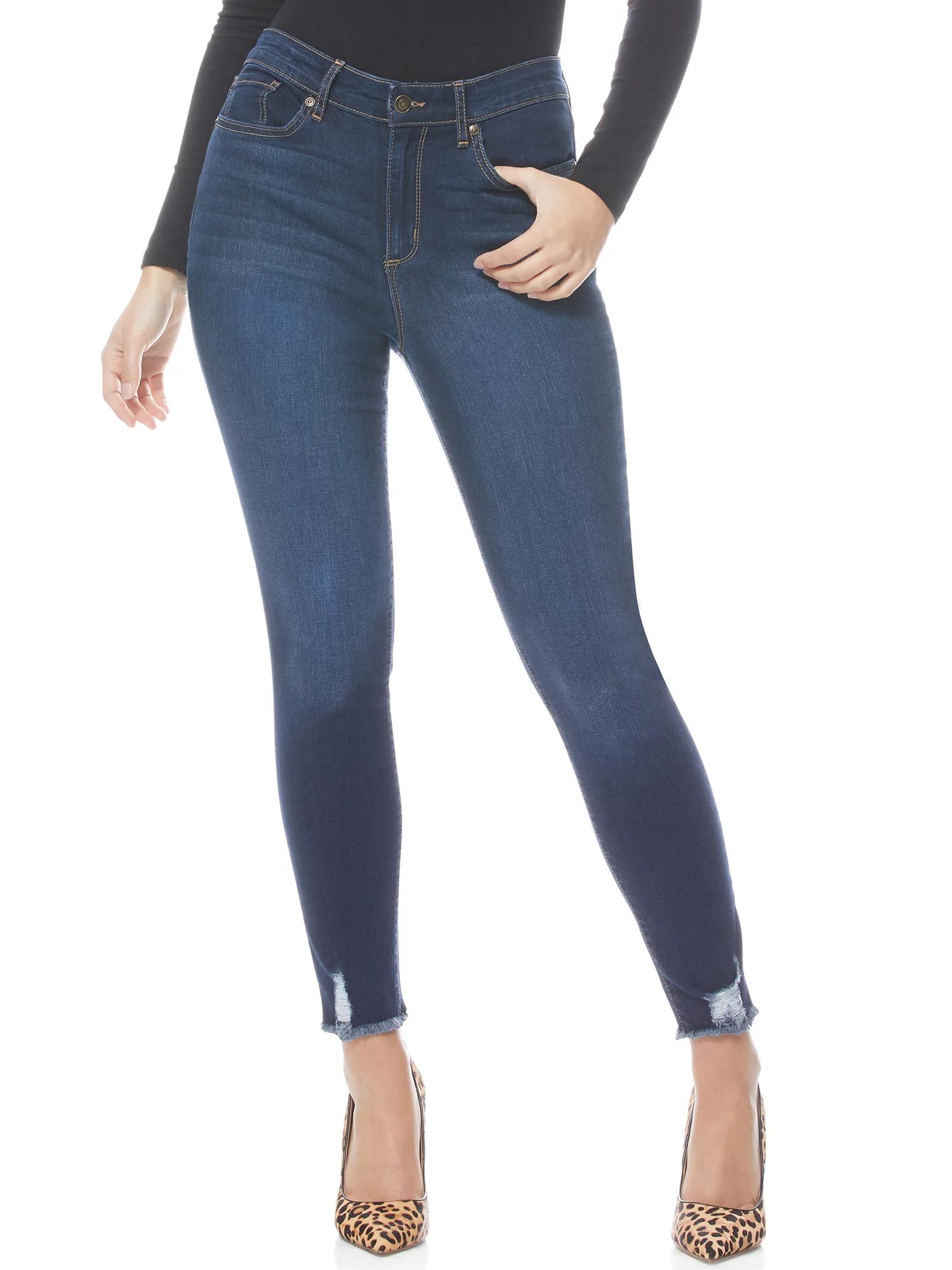 Sofia Jeans Women's Rosa Curvy High Rise Destructed Skinny Ankle Jeans | Walmart (US)