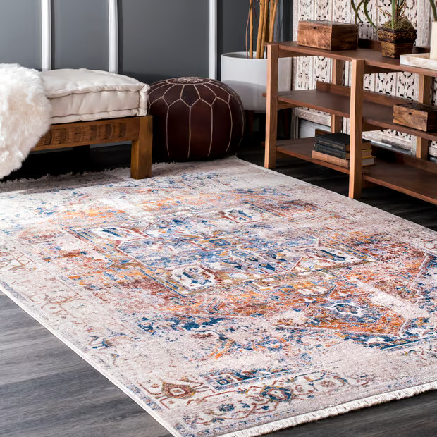 Ivory Tasseled Medallion Area Rug | Rugs USA