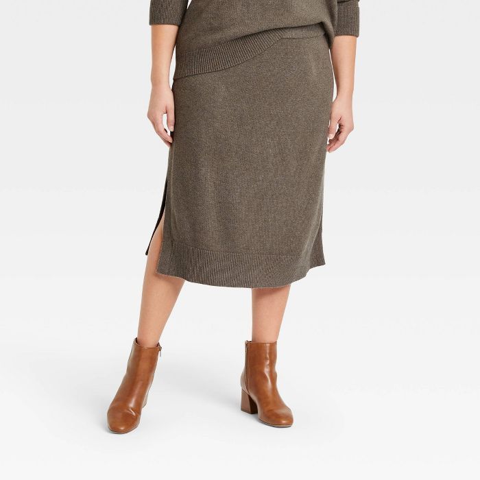 Women's Mid-Rise Midi Sweater Skirt - A New Day™ | Target
