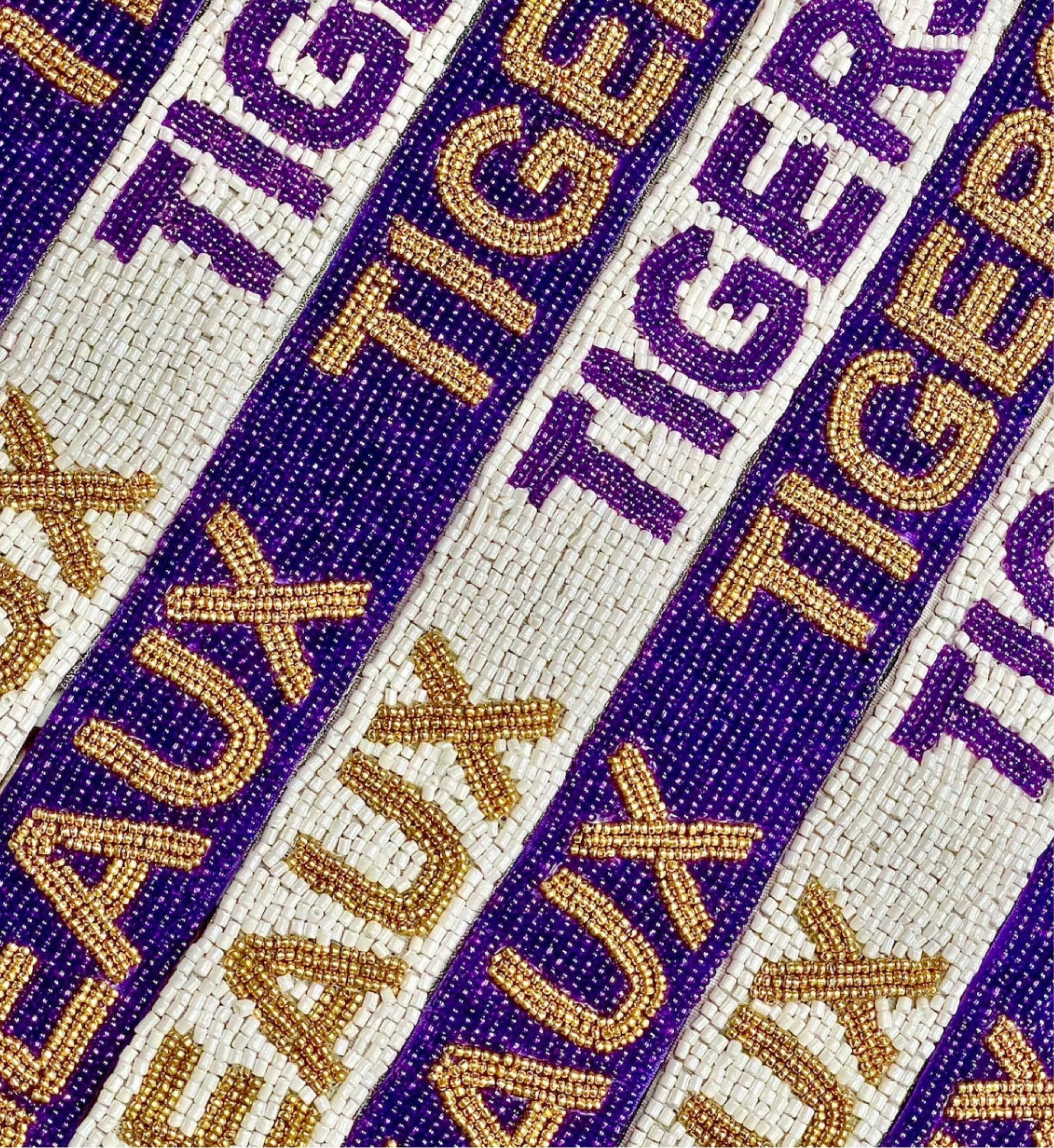 Custom beaded bag strap for game day, college wear, purse straps, purple and gold tigers, sports mom idea, grandparent gift idea 

#LTKGiftGuide #LTKfamily #LTKitbag