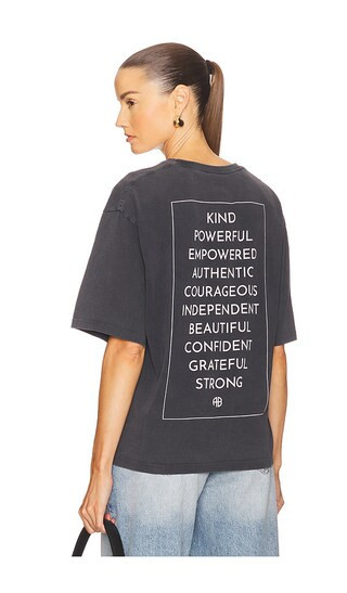 ANINE BING Rudy Tee Empowerment in Black. - size S | Revolve Clothing (Global)