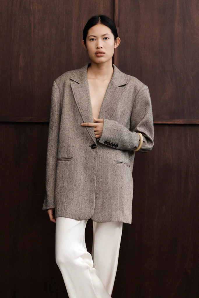 FRANKIE CHOC OVERSIZED TWEED BOYFRIEND BLAZER | DISSH