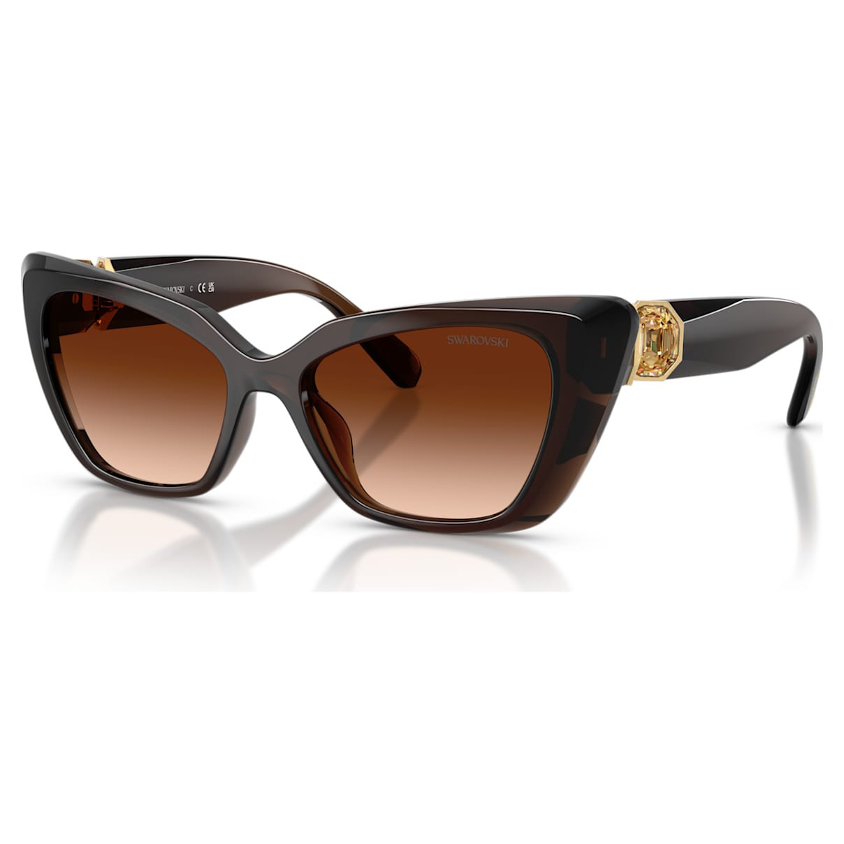 Sunglasses, Cat-eye shape, SK6047, Dark brown | SWAROVSKI