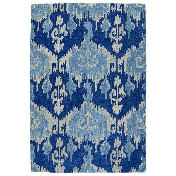 Manhattan Hand-Tufted Blue Ikat Rug (5'0 x 7'6) | Bed Bath & Beyond
