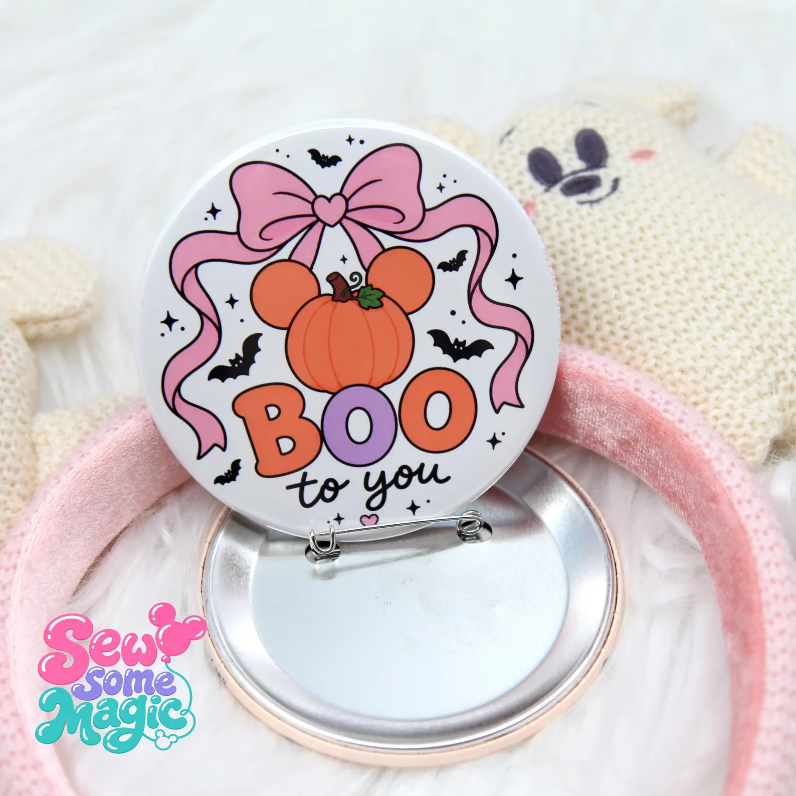 Boo To You Button | Cute Halloween Party Button | Mouse Pumpkin Coquette Bow | Spooky Cute Hallow... | Etsy (Global)