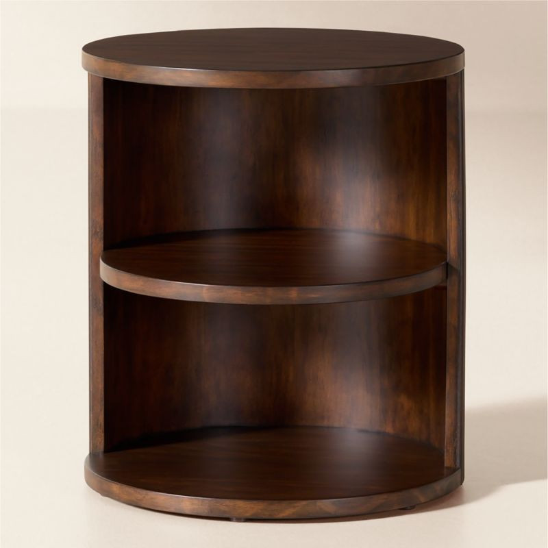 Colosseo Fluted Brown Wood Side Table | CB2 | CB2