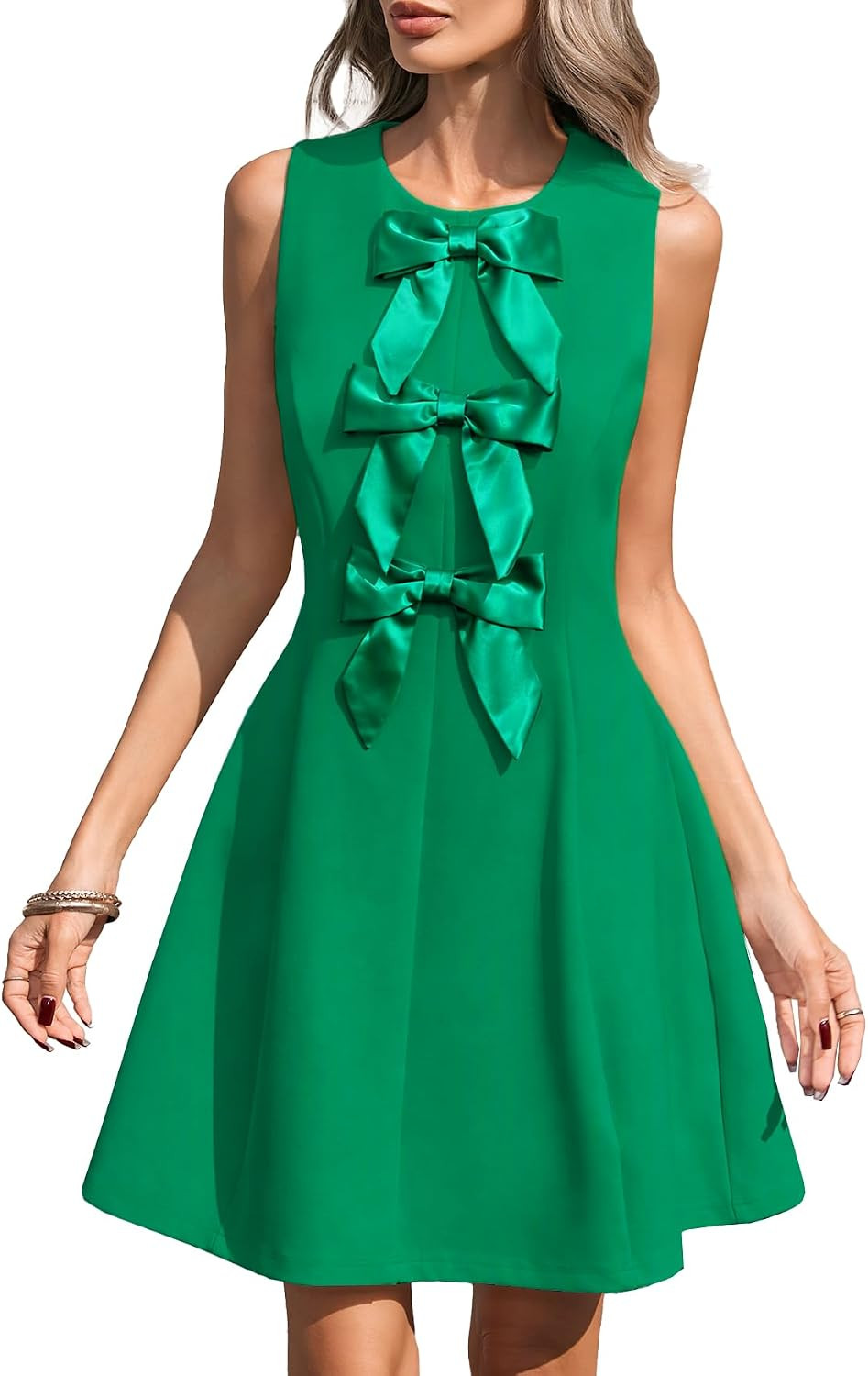 YEXPINE Women's Bow Front Mini Dress A Line Cocktail Party Dress | Amazon (US)
