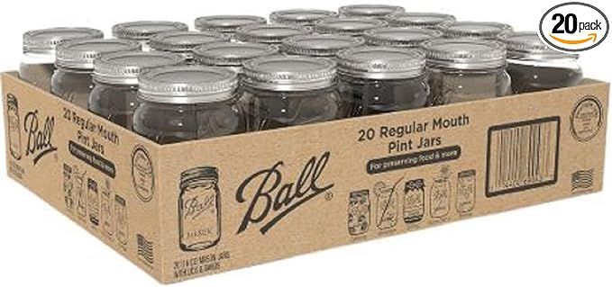 Ball Glass Canning Mason 16 oz Regular Mouth Jars, 20 ct with Lid Set, Ideal for Food Canning, Co... | Amazon (US)