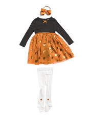 Infant Girls 3pc Tulle Pumpkin Dress With Leggings And Hair Tie Set | Marshalls