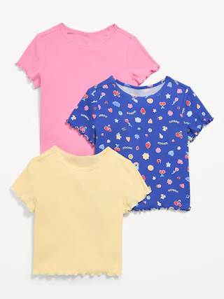 Short-Sleeve Lettuce-Edge T-Shirt 3-Pack for Toddler Girls | Old Navy (US)