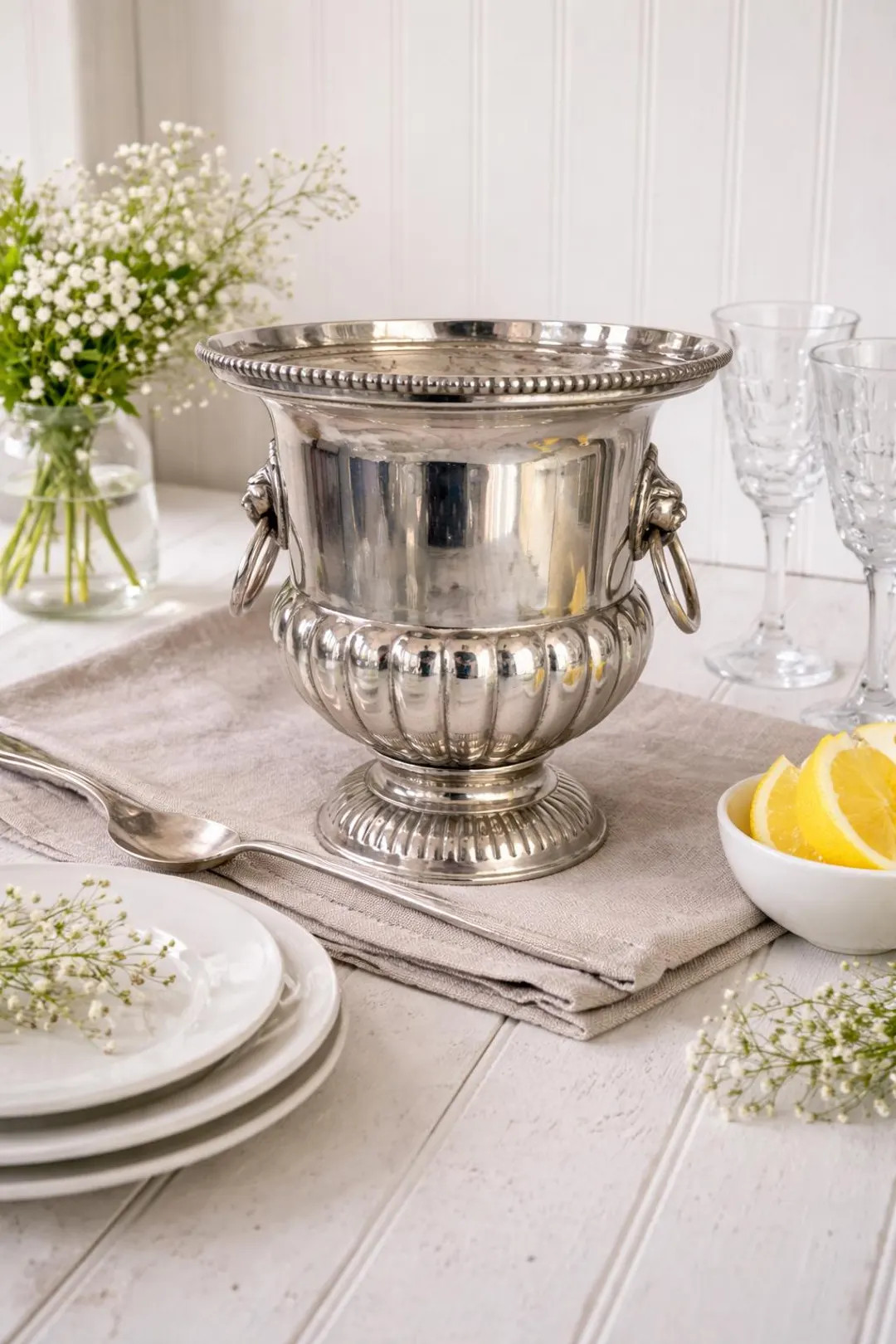 Vintage Silver Plate Champagne Bucket With Lion Head and Embossed Design & Dual Handles | Etsy (US)