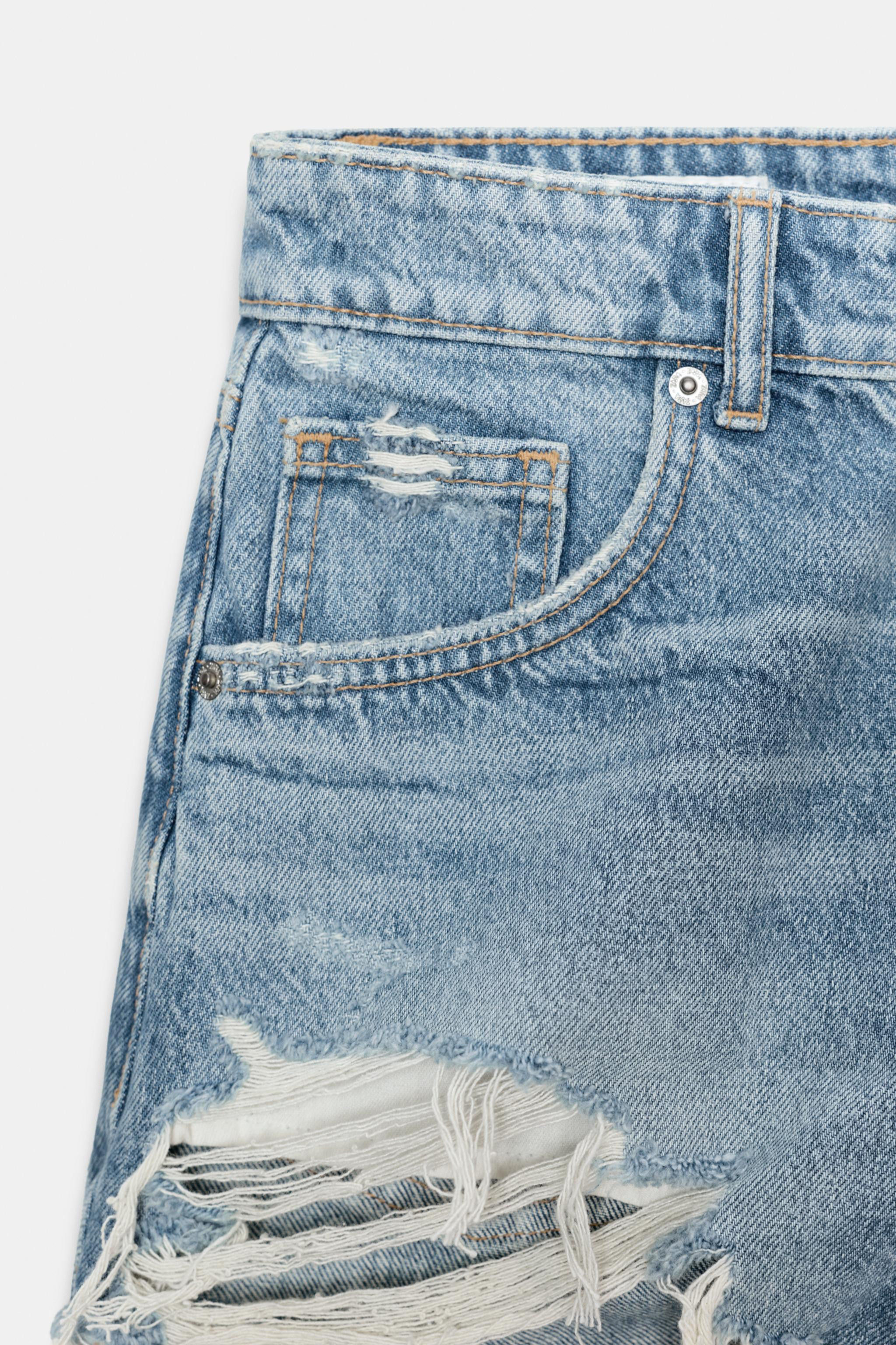 TRF CURVED HIGH-WAISTED DENIM SHORTS | Zara US