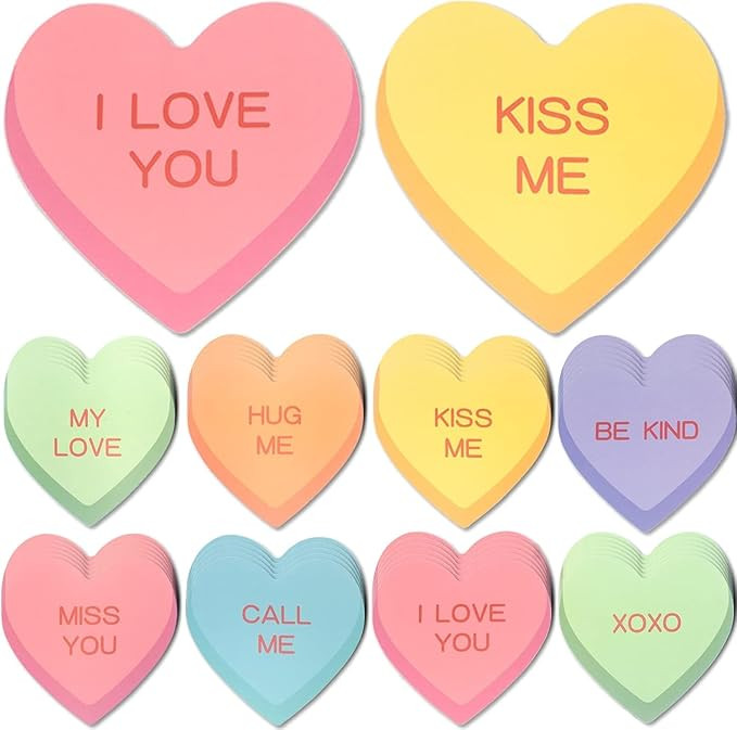 48 Pieces Valentine's Day Cutouts Candy Heart Cut-Outs Colorful Heart Cut-Outs for Bulletin Board... | Amazon (US)