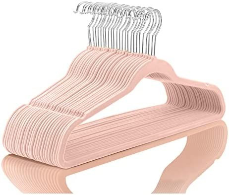 Premium Velvet Hangers (Pack of 50) Heavyduty - Non Slip - Velvet Suit Hangers White - Chrome Hoo... | Amazon (US)