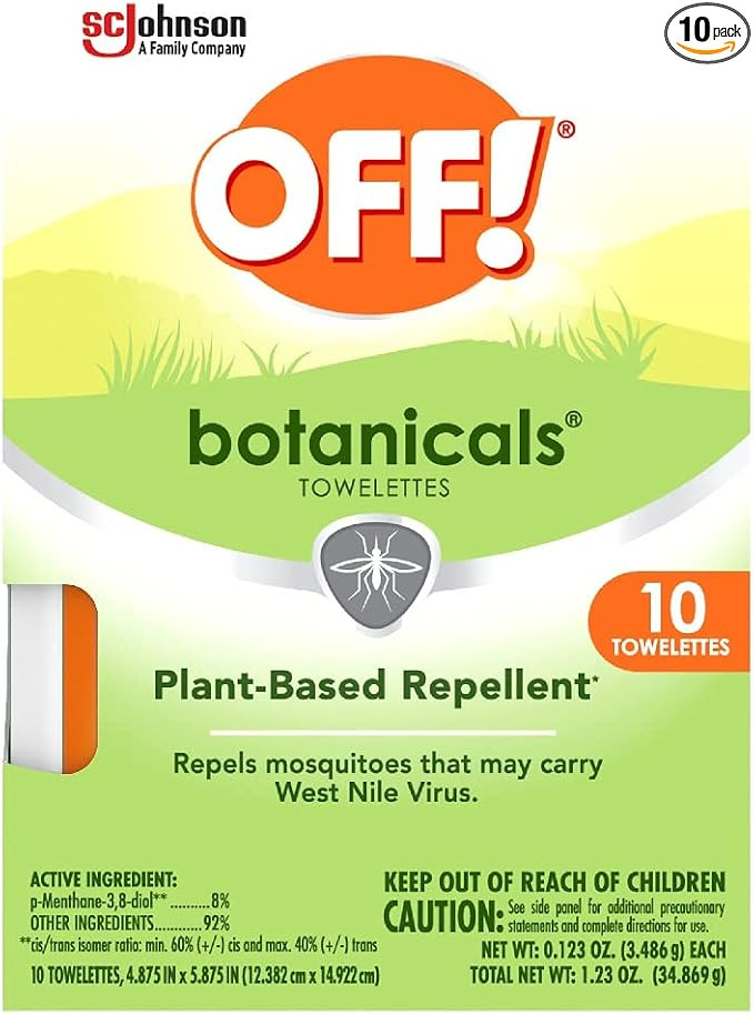 OFF! Botanicals Insect Repellent Wipes, Plant-Based Mosquito Repellent, 10 Count Individually Wra... | Amazon (US)